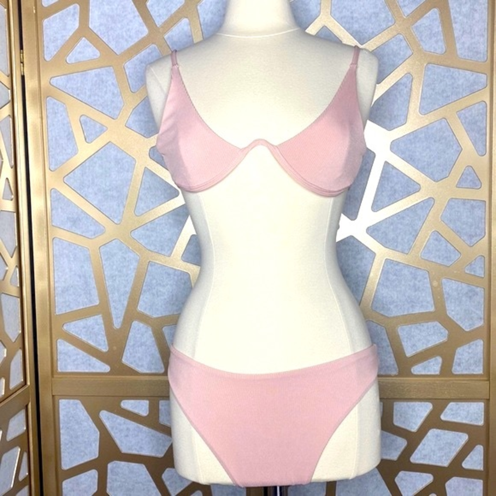 Textured Pink Underwire Bikini Set – Size M | Y2K Style